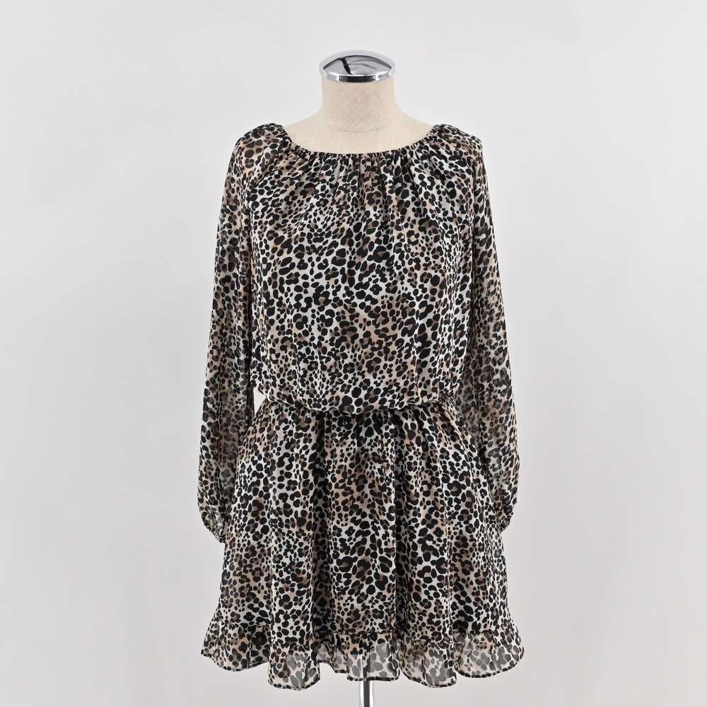 Show Me Your Mumu Lee Lee Ruffle‎ Dress Womens Size S Leopard Print Mini Boho